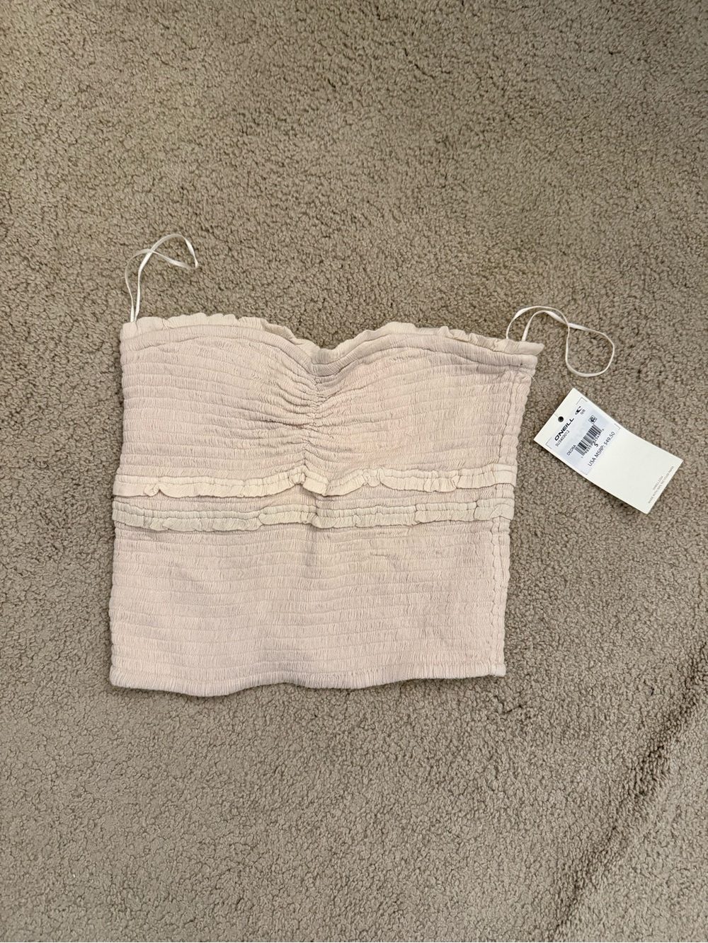 O'Neill Light Pink Smocked Tube Top